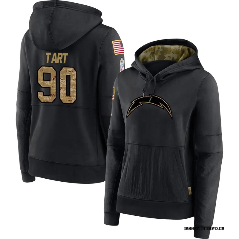 Women's Teair Tart Los Angeles Chargers Black 2020 Salute to Service Sideline Performance Pullover Hoodie