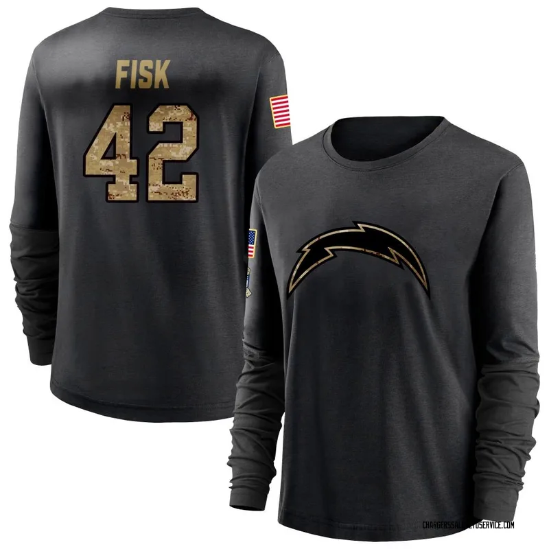 Women's Tucker Fisk Los Angeles Chargers Black 2020 Salute To Service Sideline Performance Long Sleeve T-Shirt
