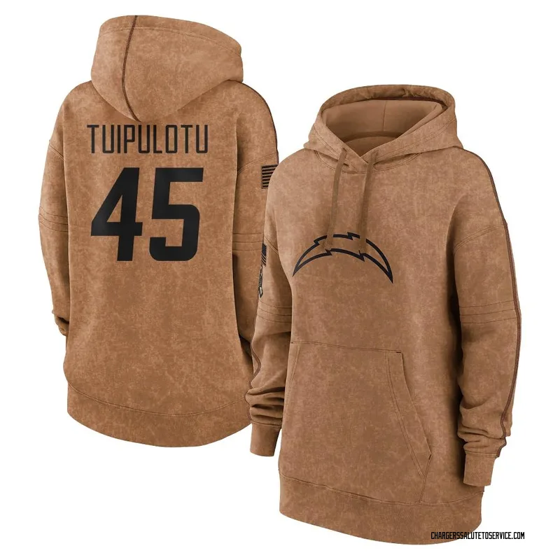 Women's Tuli Tuipulotu Los Angeles Chargers Brown 2023 Salute To Service Pullover Hoodie