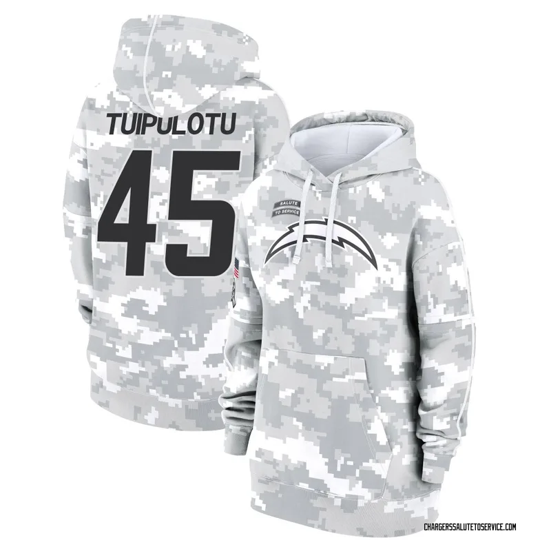 Women's Tuli Tuipulotu Los Angeles Chargers Camo Arctic 2024 Salute to Service Club Fleece Pullover Hoodie