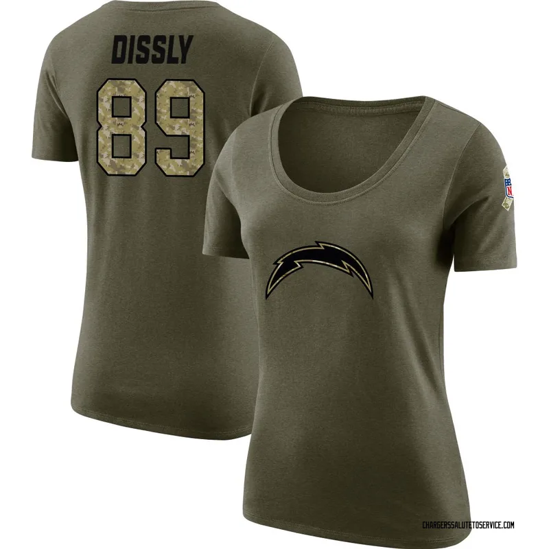 Women's Will Dissly Los Angeles Chargers Legend Olive Salute to Service Scoop Neck T-Shirt