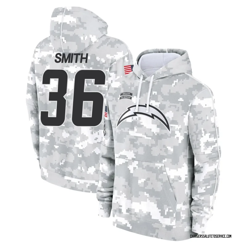 Youth Avery Smith Los Angeles Chargers Camo Arctic 2024 Salute to Service Club Fleece Pullover Hoodie