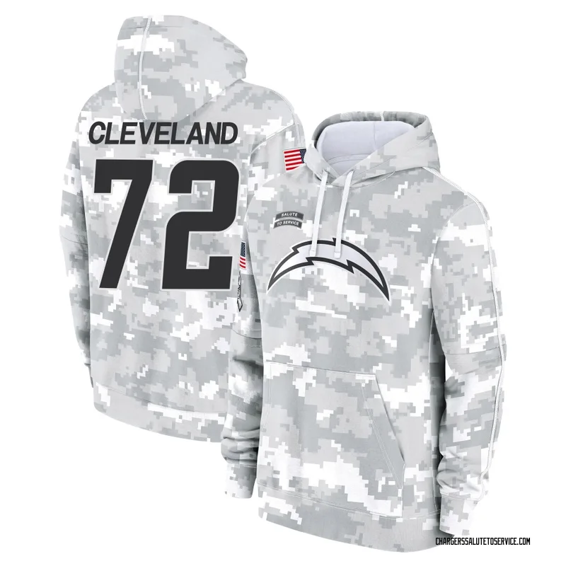 Youth Ben Cleveland Los Angeles Chargers Camo Arctic 2024 Salute to Service Club Fleece Pullover Hoodie