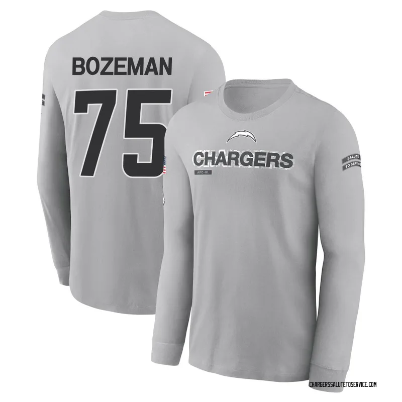 Youth Bradley Bozeman Los Angeles Chargers Gray 2024 Salute to Service Long Sleeve T-Shirt