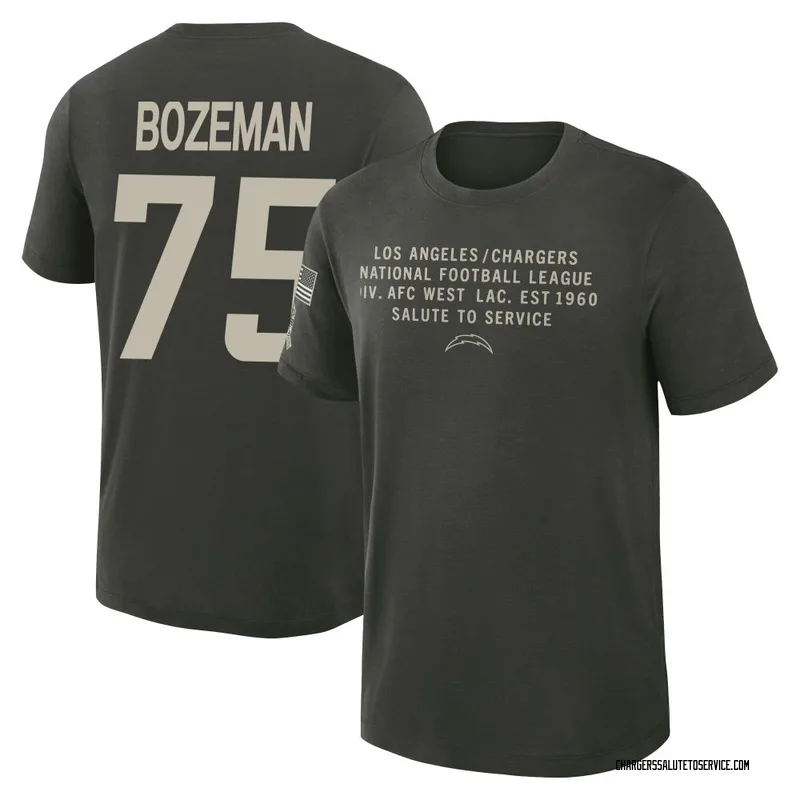 Youth Bradley Bozeman Los Angeles Chargers Green Dark/ 2025 Salute to Service Sideline Slub T-Shirt