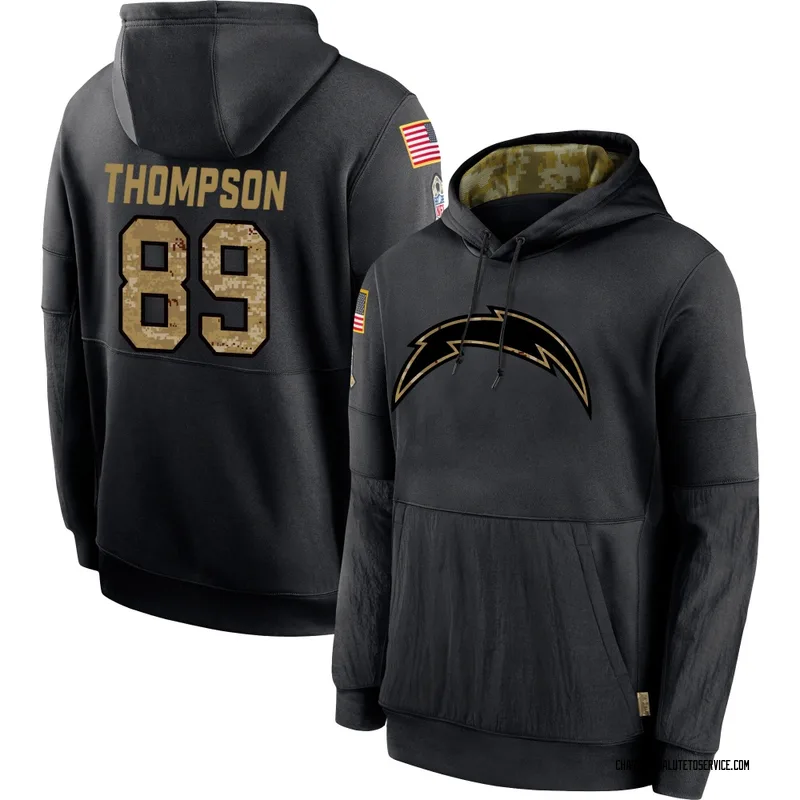 Youth Brenen Thompson Los Angeles Chargers Black 2020 Salute to Service Sideline Performance Pullover Hoodie