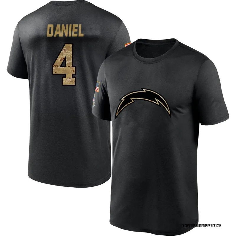 Youth Chase Daniel Los Angeles Chargers Black 2020 Salute To Service Performance T-Shirt