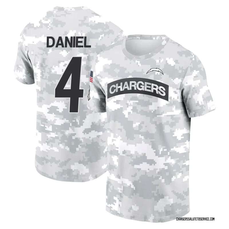 Youth Chase Daniel Los Angeles Chargers Camo Arctic 2024 Salute to Service Performance T-Shirt