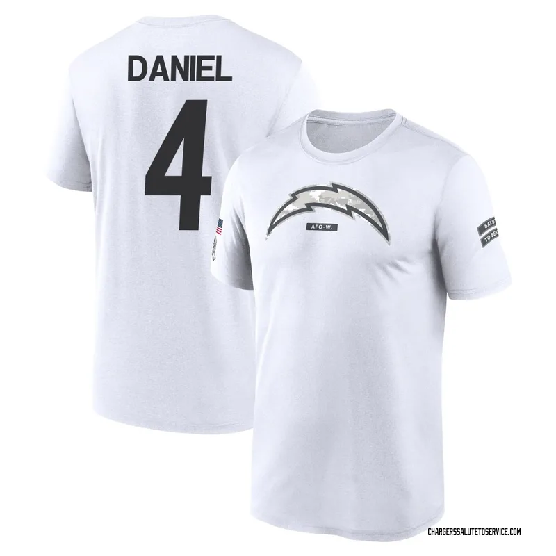 Youth Chase Daniel Los Angeles Chargers Legend White 2024 Salute to Service Performance T-Shirt