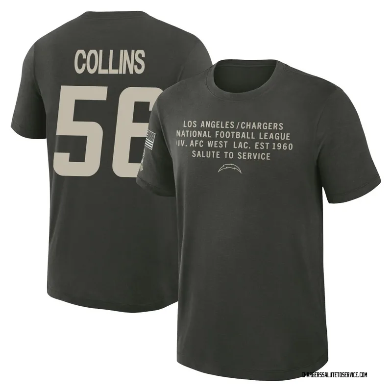 Youth Chris Collins Los Angeles Chargers Green Dark/ 2025 Salute to Service Sideline Slub T-Shirt