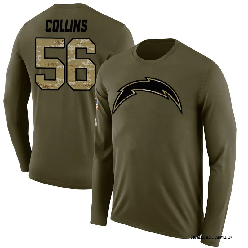 Youth Chris Collins Los Angeles Chargers Legend Olive Salute to Service Sideline Long Sleeve T-Shirt