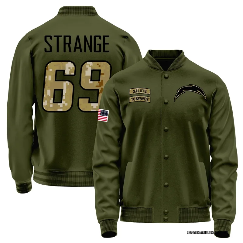 Youth Cole Strange Los Angeles Chargers Olive Salute to Service Sideline Performance Jacket