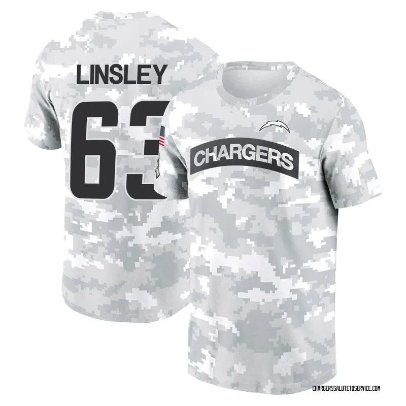 Youth Corey Linsley Los Angeles Chargers Camo Arctic 2024 Salute to Service Performance T-Shirt