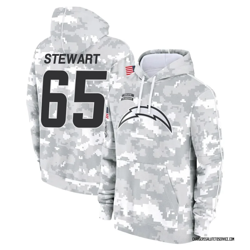 Youth Corey Stewart Los Angeles Chargers Camo Arctic 2024 Salute to Service Club Fleece Pullover Hoodie
