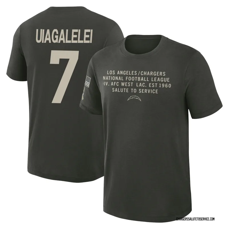 Youth DJ Uiagalelei Los Angeles Chargers Green Dark/ 2025 Salute to Service Sideline Slub T-Shirt
