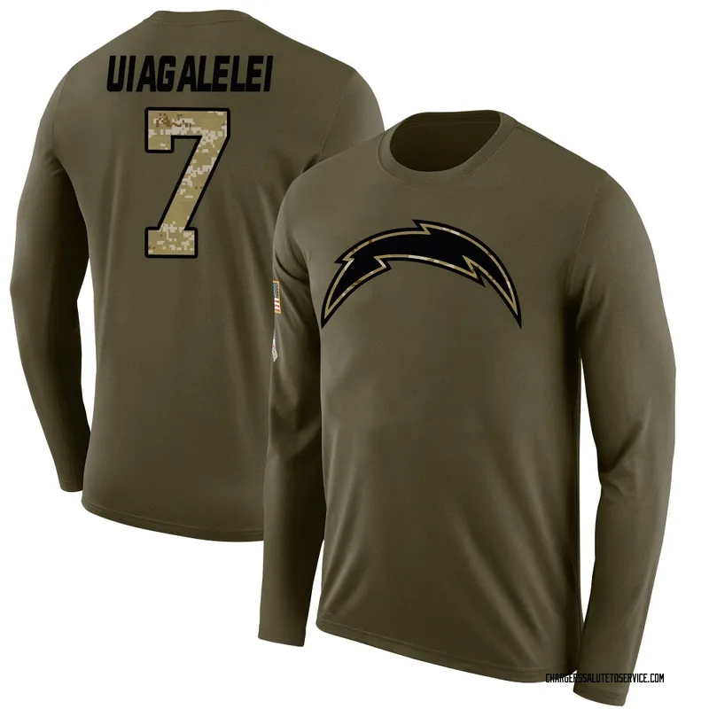 Youth DJ Uiagalelei Los Angeles Chargers Legend Olive Salute to Service Sideline Long Sleeve T-Shirt