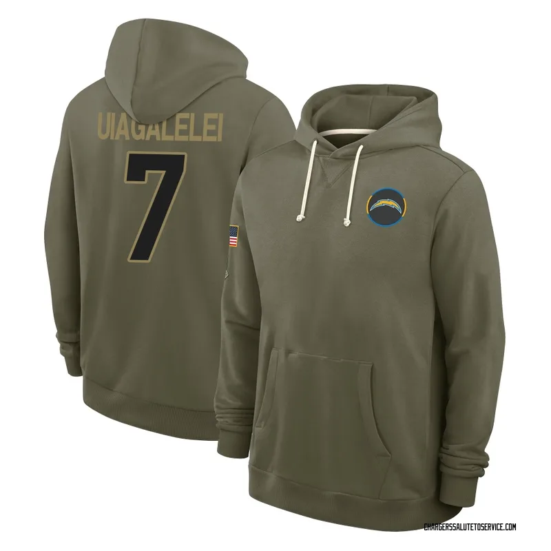 Youth DJ Uiagalelei Los Angeles Chargers Olive 2025 Salute to Service Hoodie