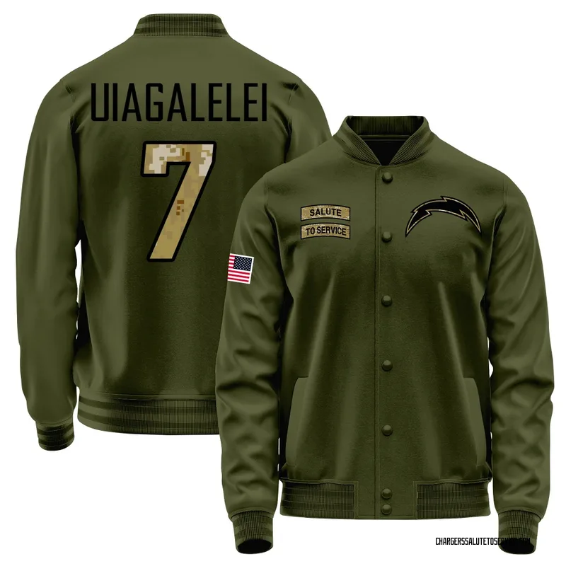 Youth DJ Uiagalelei Los Angeles Chargers Olive Salute to Service Sideline Performance Jacket