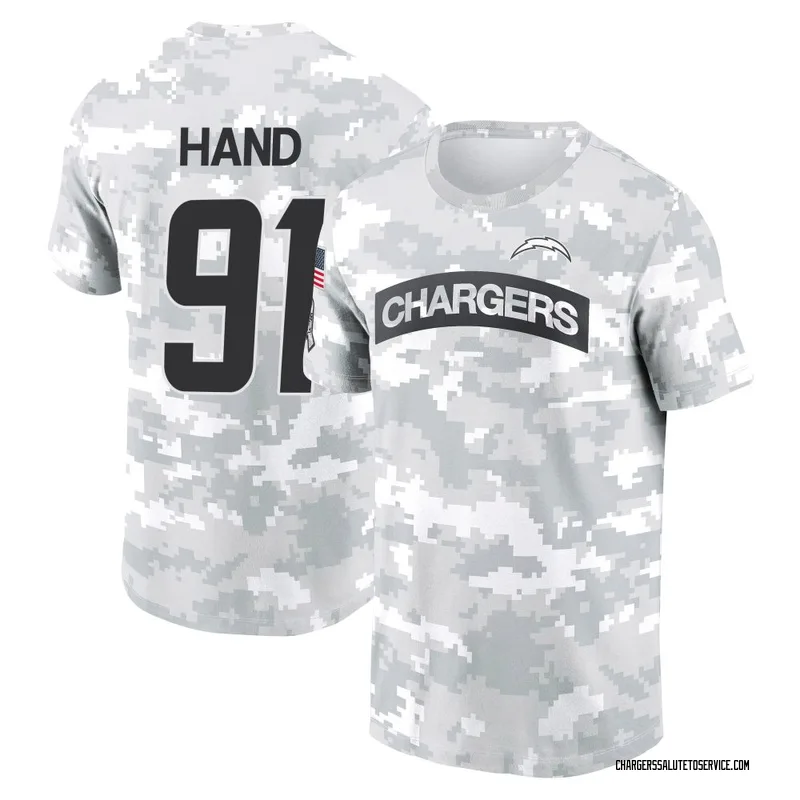 Youth Da'Shawn Hand Los Angeles Chargers Camo Arctic 2024 Salute to Service Performance T-Shirt