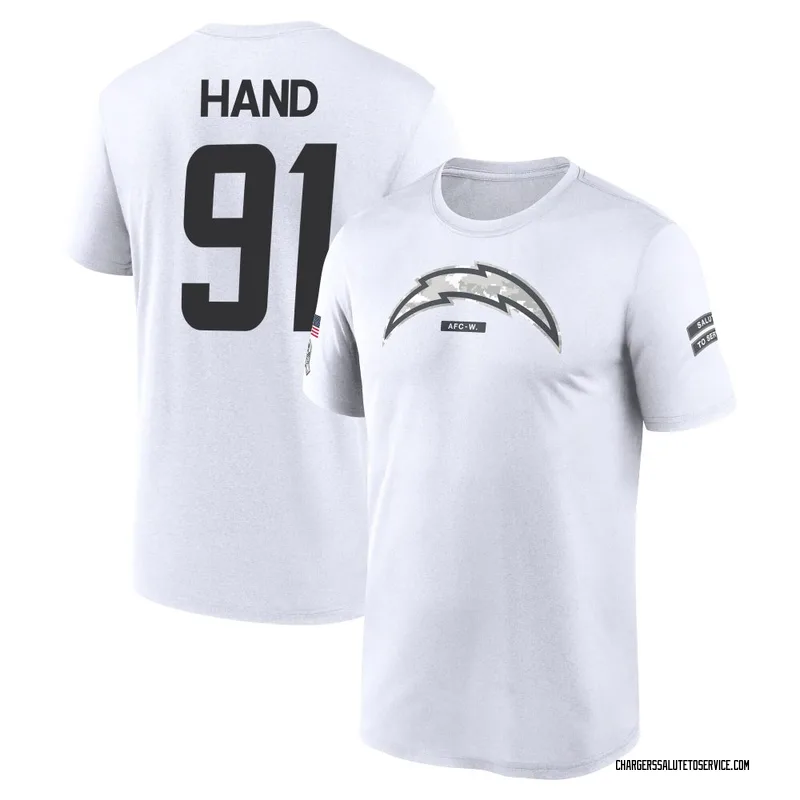 Youth Da'Shawn Hand Los Angeles Chargers Legend White 2024 Salute to Service Performance T-Shirt