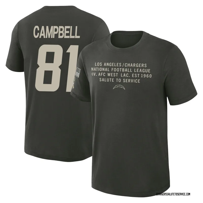 Youth Dalevon Campbell Los Angeles Chargers Green Dark/ 2025 Salute to Service Sideline Slub T-Shirt
