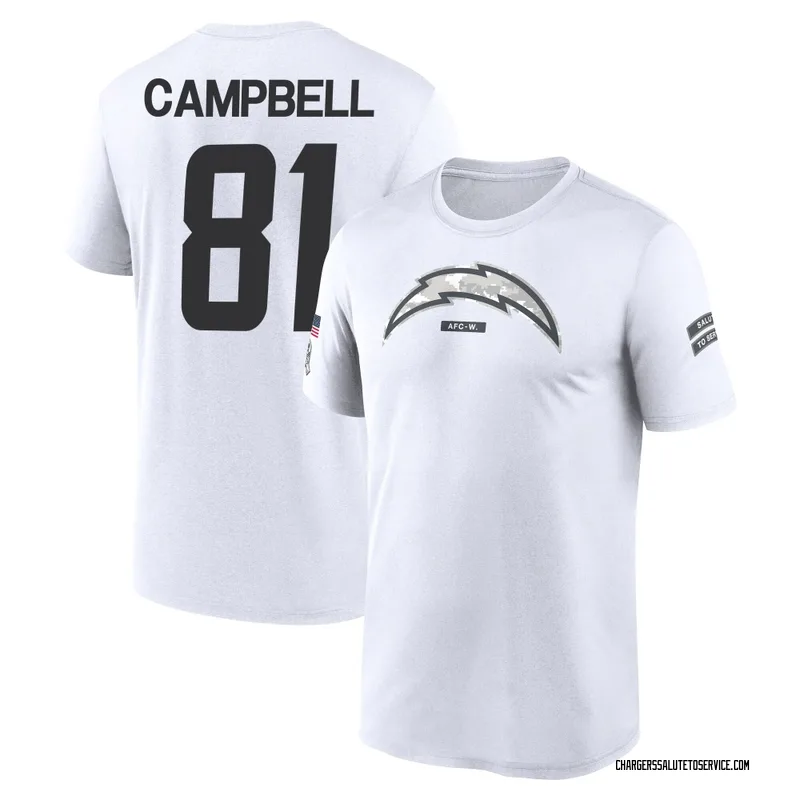 Youth Dalevon Campbell Los Angeles Chargers Legend White 2024 Salute to Service Performance T-Shirt