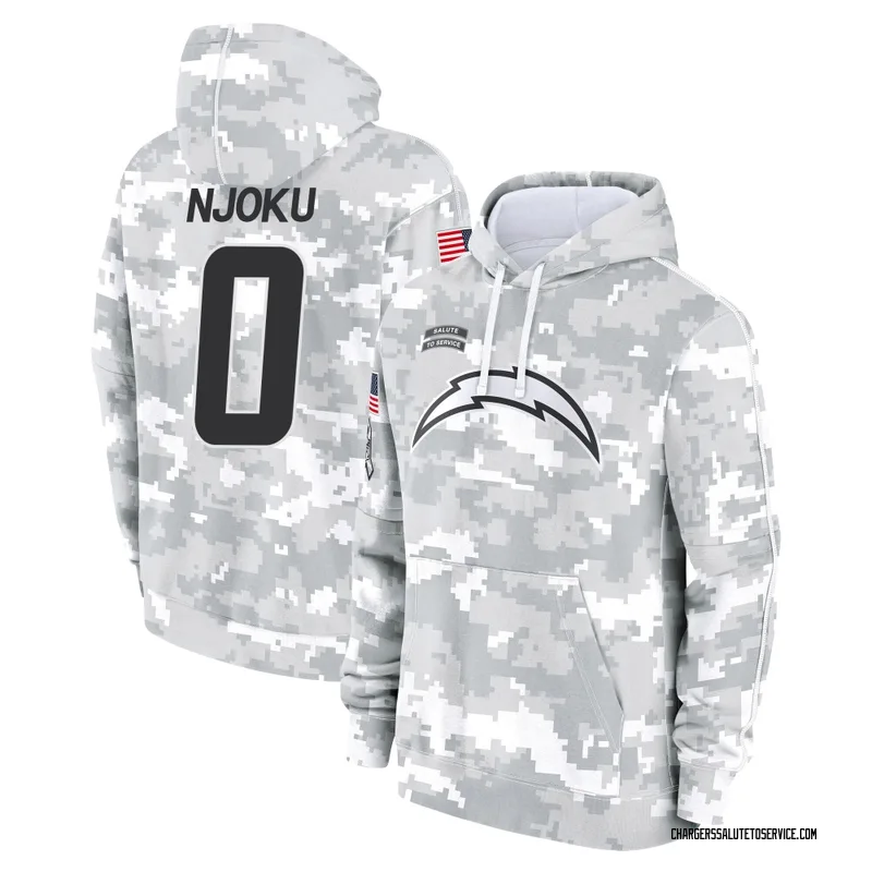 Youth David Njoku Los Angeles Chargers Camo Arctic 2024 Salute to Service Club Fleece Pullover Hoodie