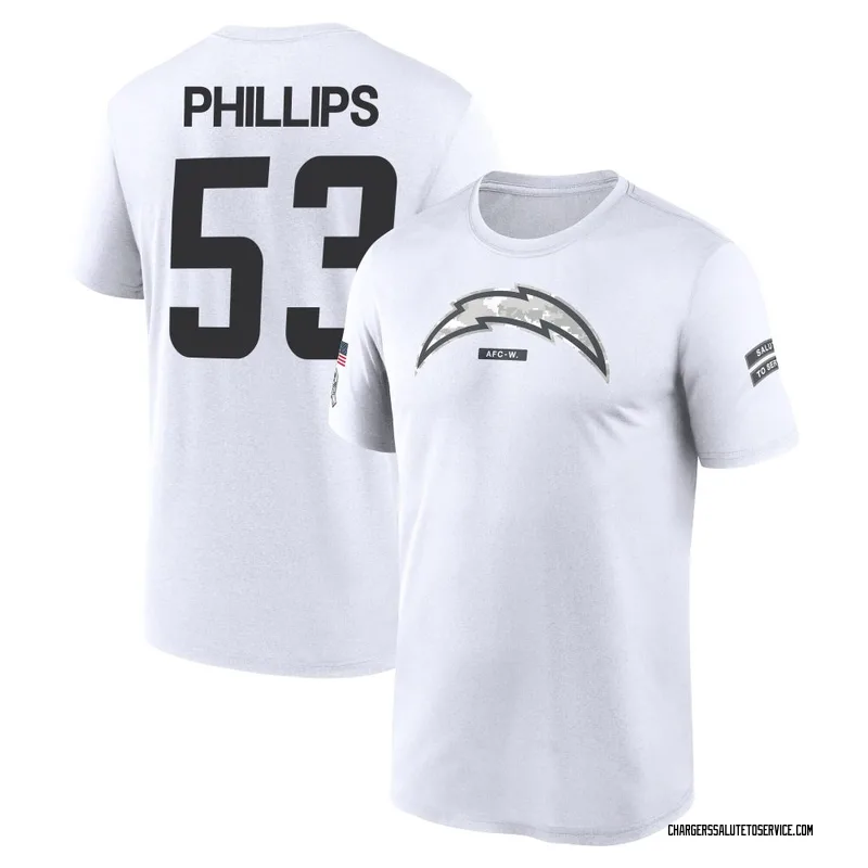 Youth Del'Shawn Phillips Los Angeles Chargers Legend White 2024 Salute to Service Performance T-Shirt