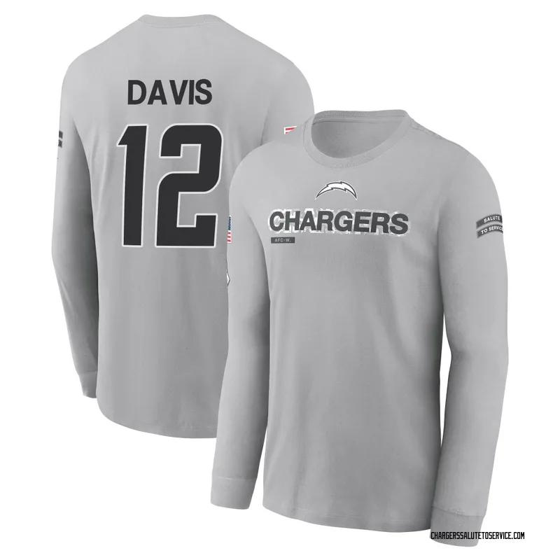 Youth Derius Davis Los Angeles Chargers Gray 2024 Salute to Service Long Sleeve T-Shirt