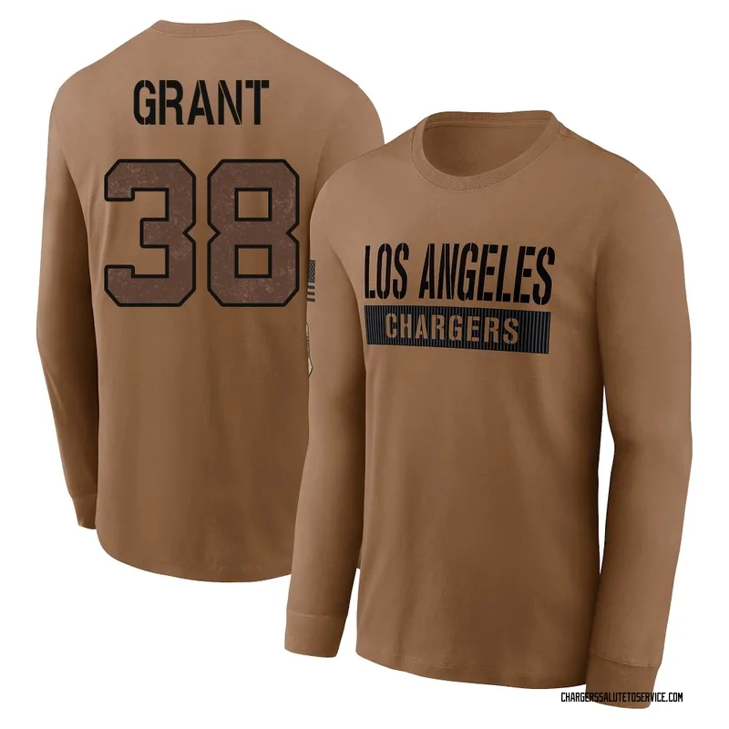 Youth Devin Grant Los Angeles Chargers Brown 2023 Salute To Service Long Sleeve T-Shirt
