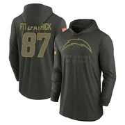 Youth Dez Fitzpatrick Los Angeles Chargers Green Forest/ 2025 Salute to Service Sideline Lightweight Hooded Pullover Long Sleeve