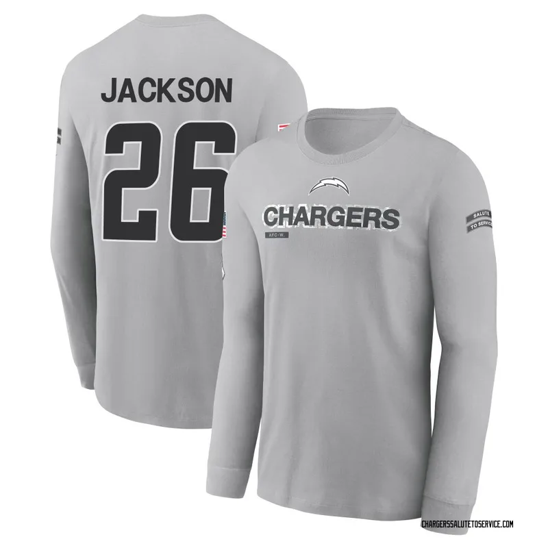 Youth Donte Jackson Los Angeles Chargers Gray 2024 Salute to Service Long Sleeve T-Shirt