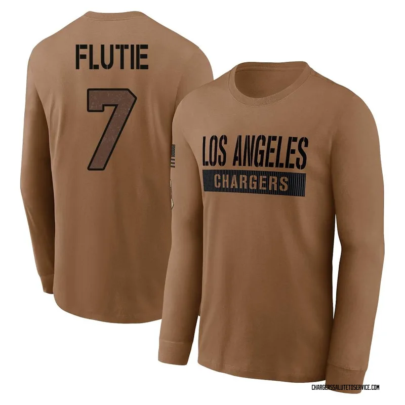 Youth Doug Flutie Los Angeles Chargers Brown 2023 Salute To Service Long Sleeve T-Shirt