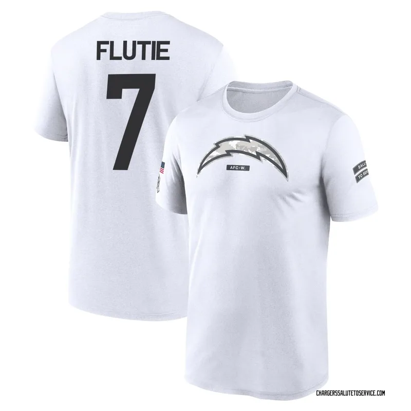 Youth Doug Flutie Los Angeles Chargers Legend White 2024 Salute to Service Performance T-Shirt