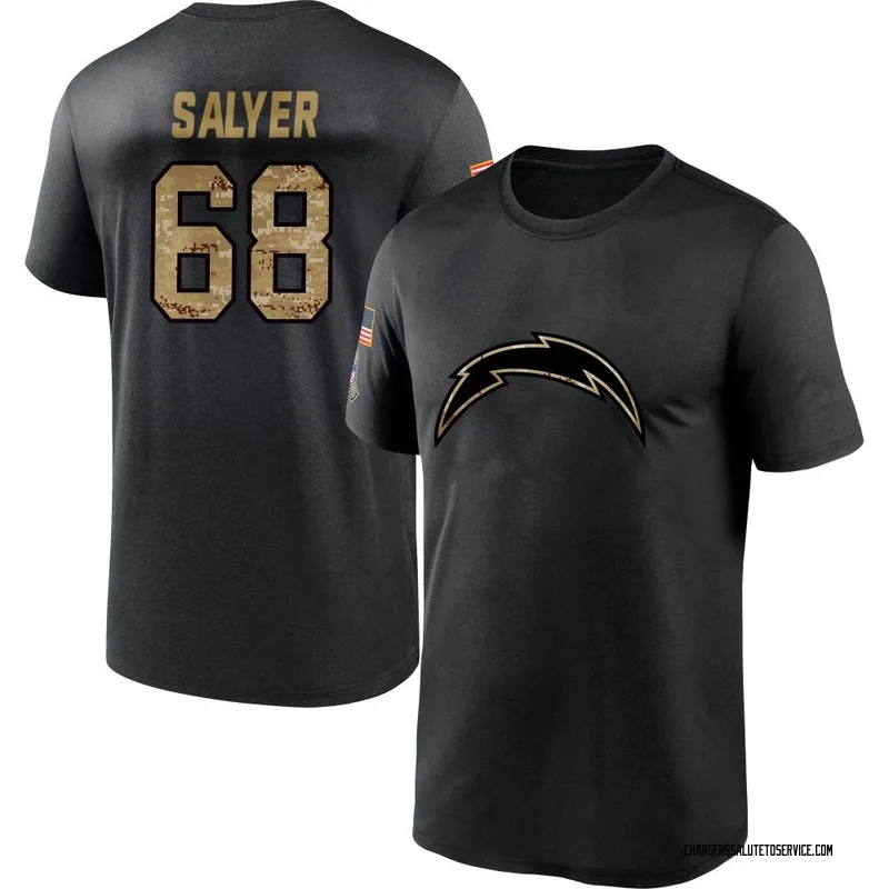 Youth Jamaree Salyer Los Angeles Chargers Black 2020 Salute To Service Performance T-Shirt
