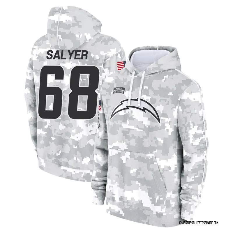 Youth Jamaree Salyer Los Angeles Chargers Camo Arctic 2024 Salute to Service Club Fleece Pullover Hoodie