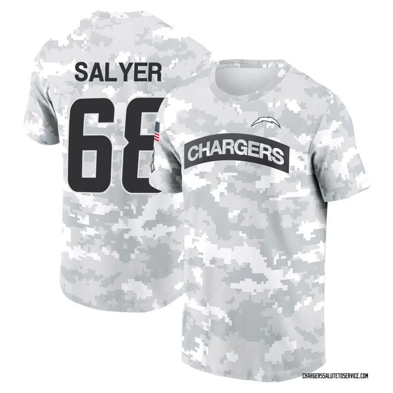 Youth Jamaree Salyer Los Angeles Chargers Camo Arctic 2024 Salute to Service Performance T-Shirt