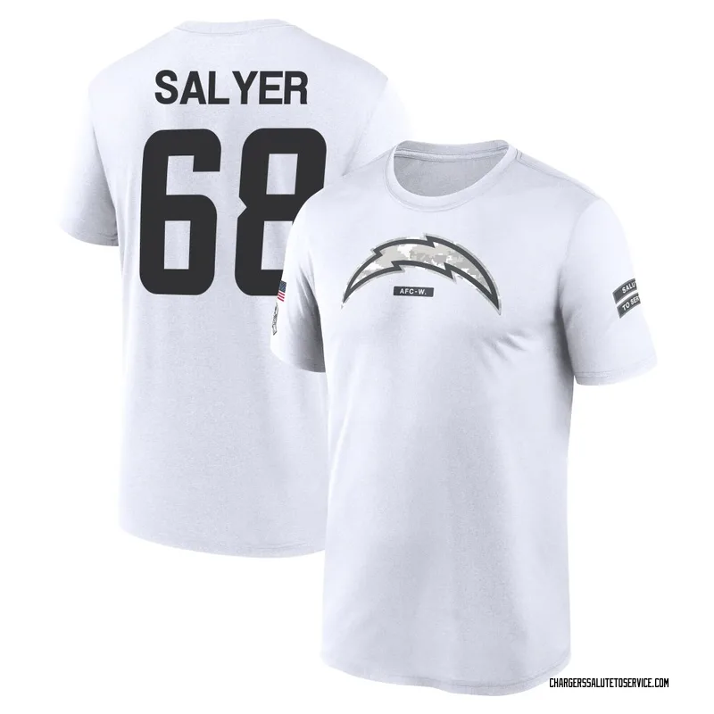 Youth Jamaree Salyer Los Angeles Chargers Legend White 2024 Salute to Service Performance T-Shirt