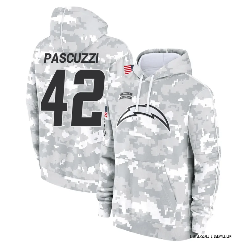Youth Johnny Pascuzzi Los Angeles Chargers Camo Arctic 2024 Salute to Service Club Fleece Pullover Hoodie