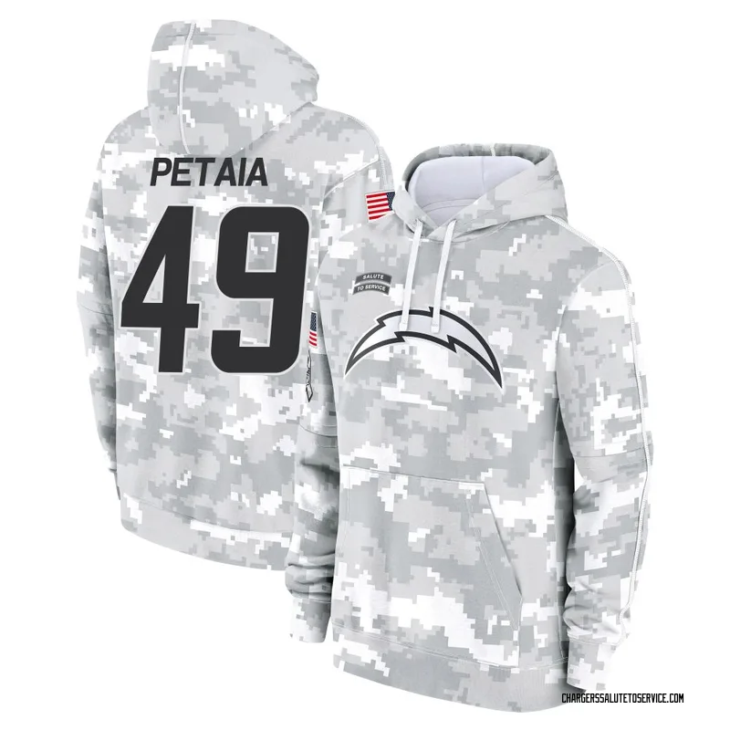 Youth Jordan Petaia Los Angeles Chargers Camo Arctic 2024 Salute to Service Club Fleece Pullover Hoodie