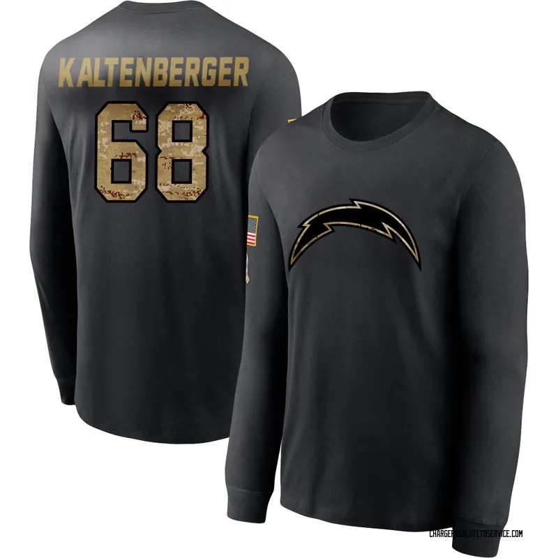 Youth Josh Kaltenberger Los Angeles Chargers Black 2020 Salute To Service Sideline Performance Long Sleeve T-Shirt