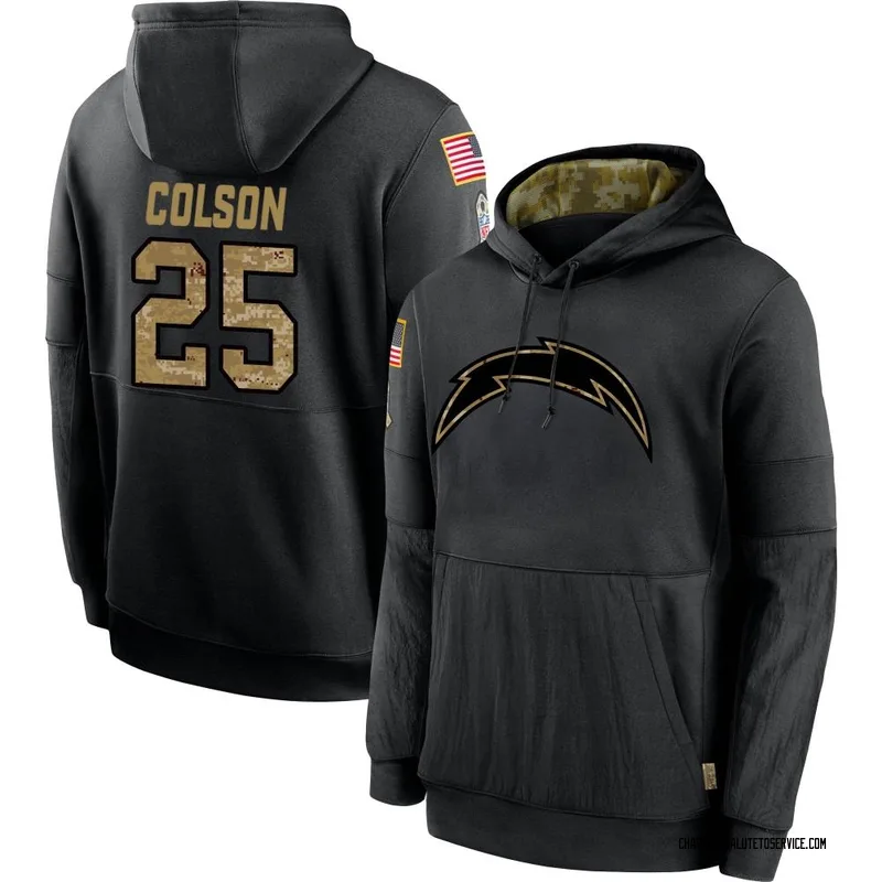 Youth Junior Colson Los Angeles Chargers Black 2020 Salute to Service Sideline Performance Pullover Hoodie