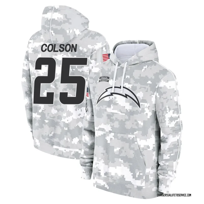 Youth Junior Colson Los Angeles Chargers Camo Arctic 2024 Salute to Service Club Fleece Pullover Hoodie