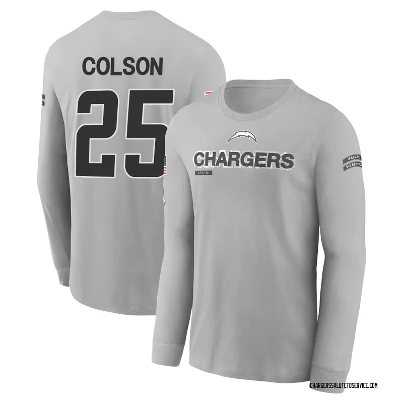 Youth Junior Colson Los Angeles Chargers Gray 2024 Salute to Service Long Sleeve T-Shirt