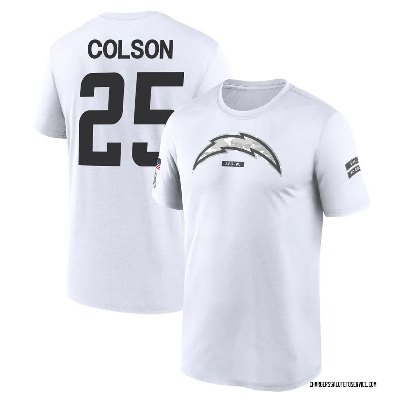 Youth Junior Colson Los Angeles Chargers Legend White 2024 Salute to Service Performance T-Shirt