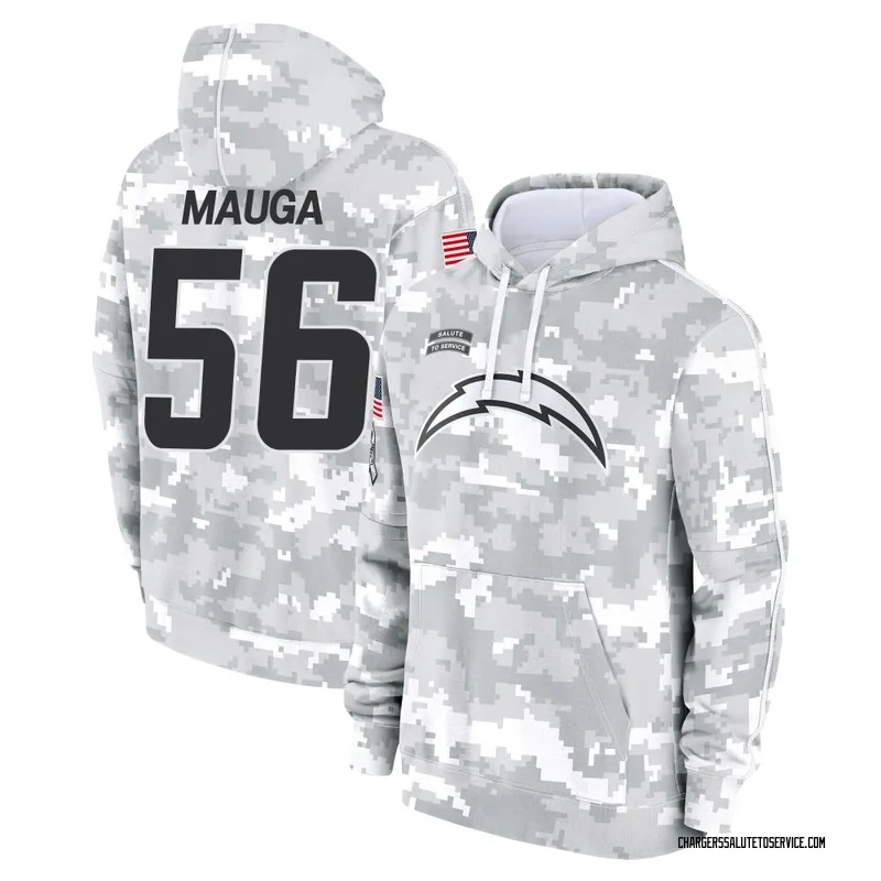 Youth Kana'i Mauga Los Angeles Chargers Camo Arctic 2024 Salute to Service Club Fleece Pullover Hoodie