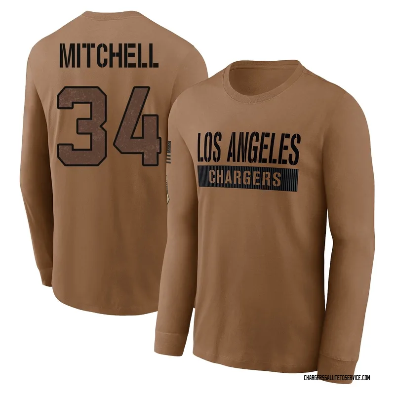 Youth Keaton Mitchell Los Angeles Chargers Brown 2023 Salute To Service Long Sleeve T-Shirt