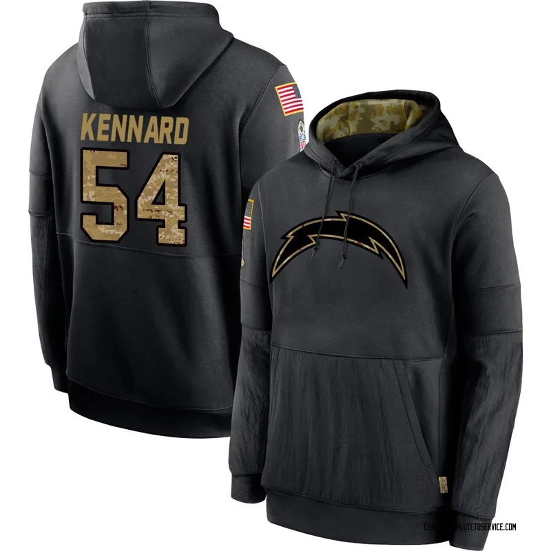 Youth Kyle Kennard Los Angeles Chargers Black 2020 Salute to Service Sideline Performance Pullover Hoodie