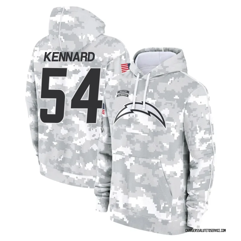 Youth Kyle Kennard Los Angeles Chargers Camo Arctic 2024 Salute to Service Club Fleece Pullover Hoodie