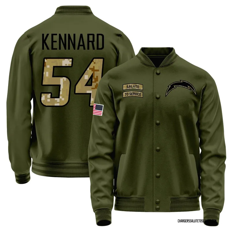 Youth Kyle Kennard Los Angeles Chargers Olive Salute to Service Sideline Performance Jacket